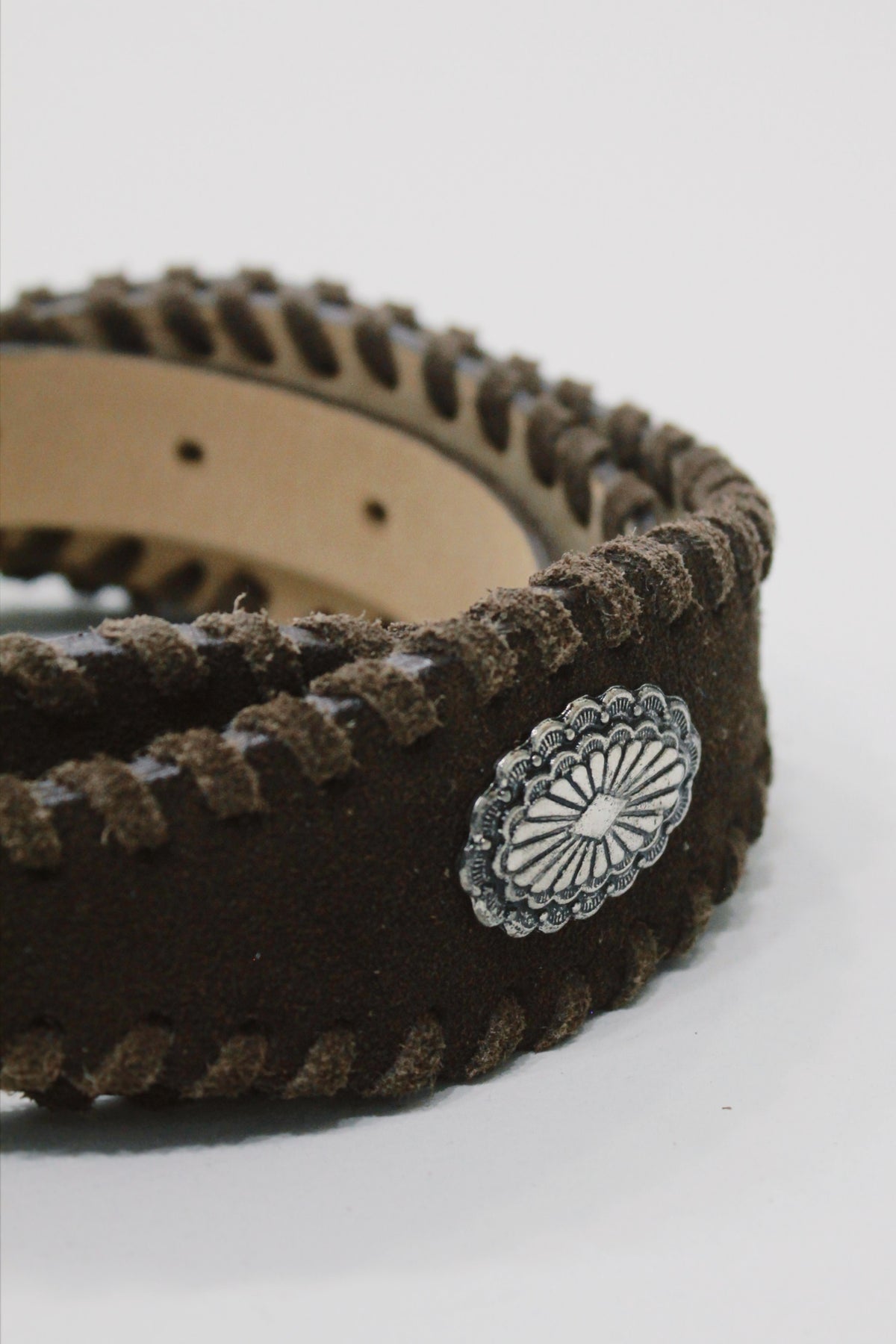Yacamim Dark Brown Leather Belt with Metallic Buckle #666
