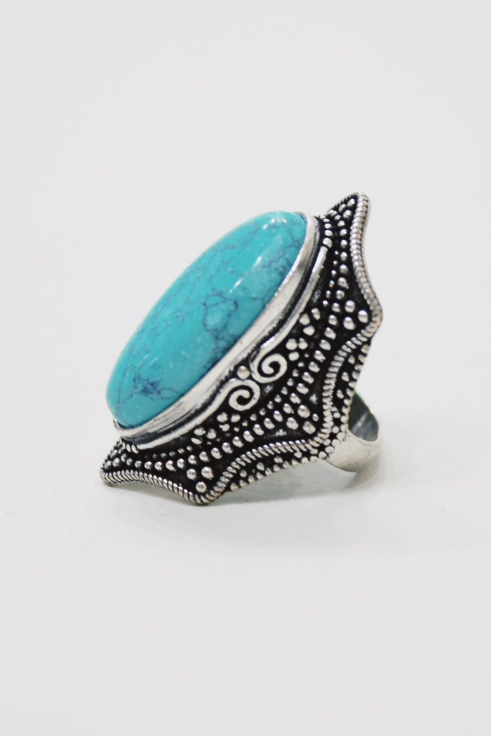 Anel De Metal Com Pedra Verde Yacamim #767