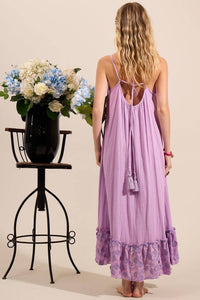 Yacamim Lilac Broderie Ruffle Adjustable Strap Mullet Dress D30