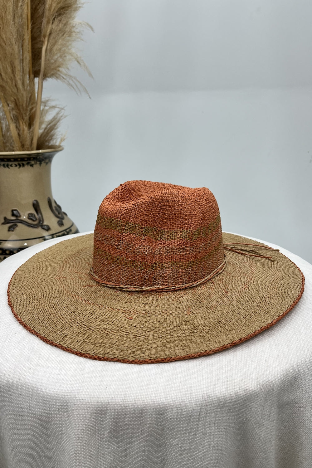 Orange Straw Hat with Yacamim Rope Details #198