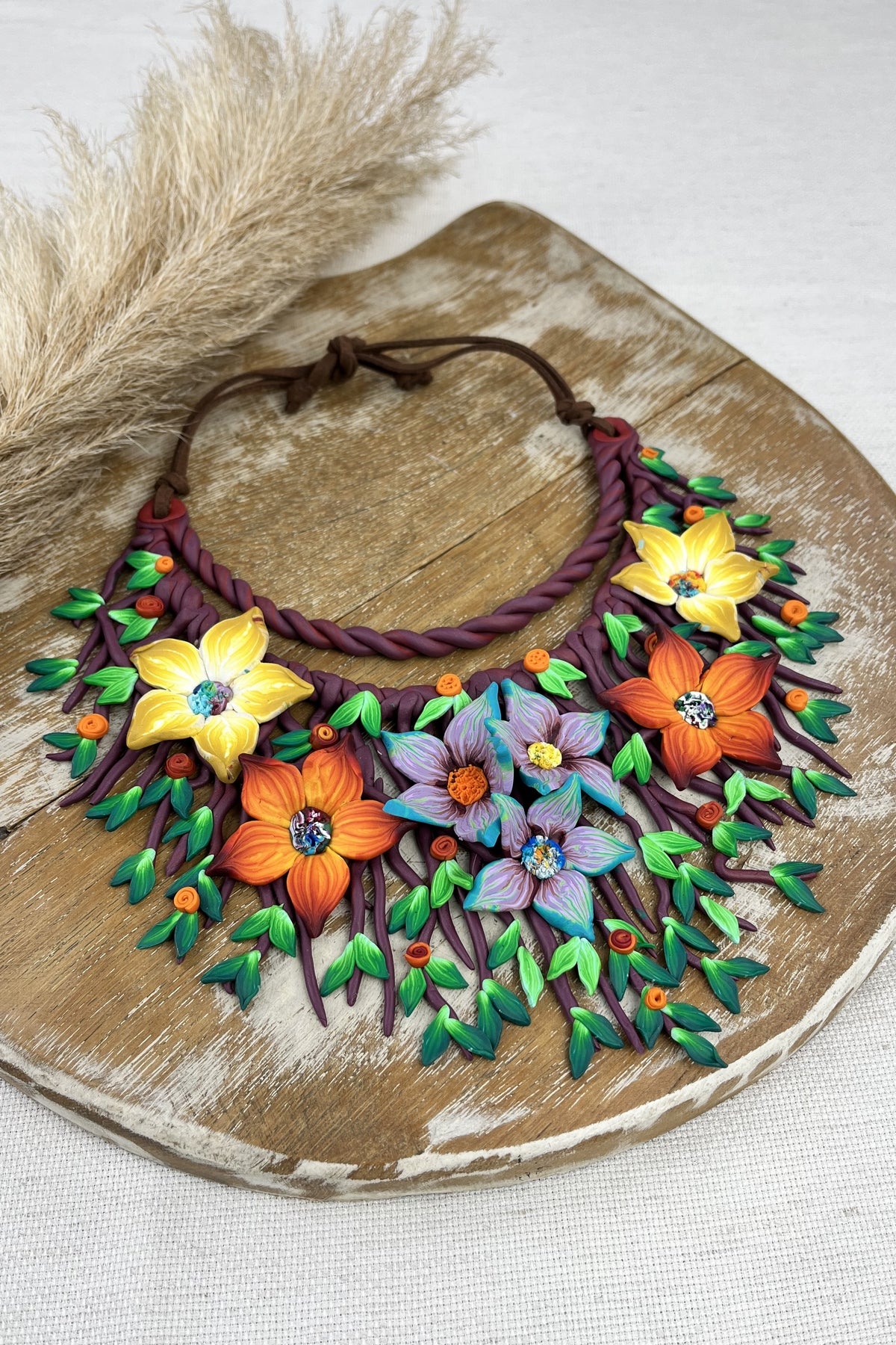 Yacamim Spring Necklace with Fimo Flowers #134