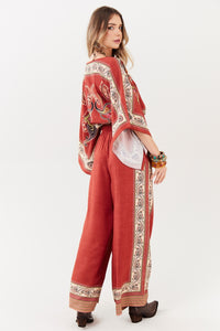 Terracotta Palazzo Pants Paisley Print Yacamim A20