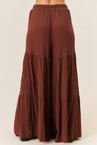 Calça Pantalona 100% Algodão Gaze Marrakesh Marrom Yacamim G3
