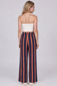 Calça Pantalona Azul Marinho E Vermelha Listrada Yacamim S6