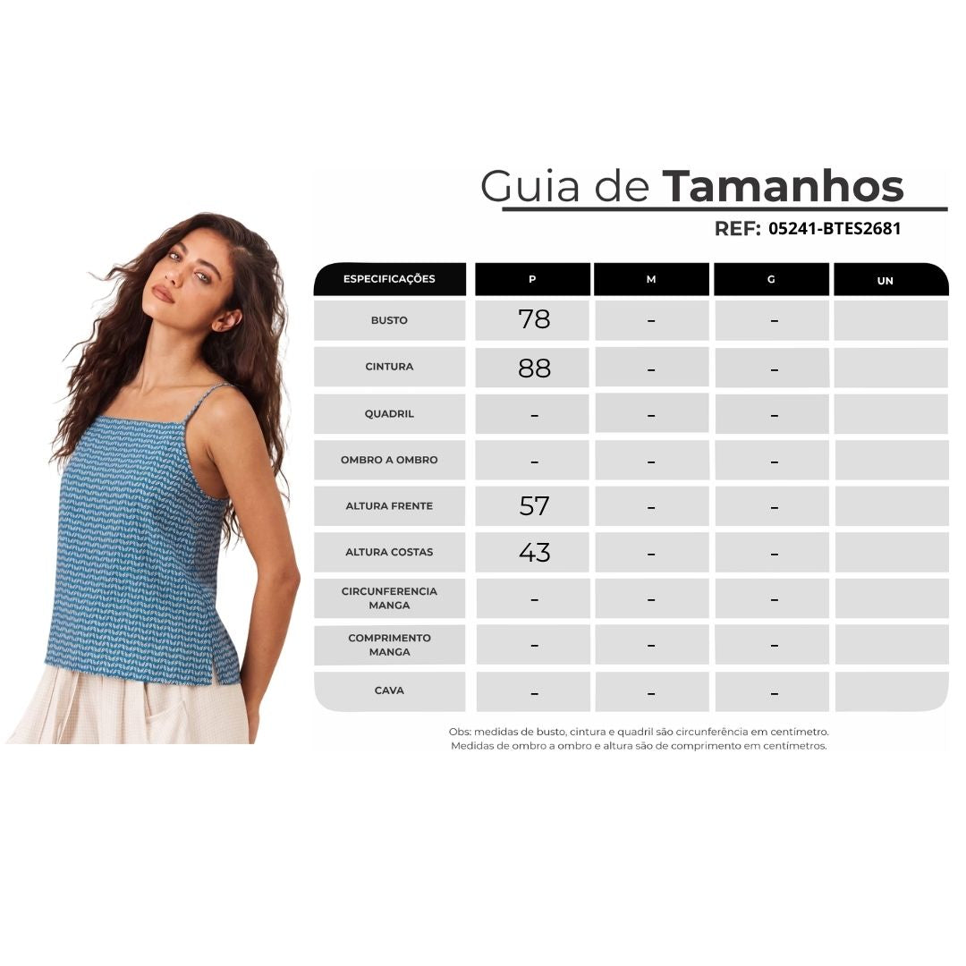 Regata De Alcinhas Reguláveis Estampada Azul Yacamim B8