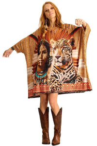 Loose Tunic with 3/8 Sleeves Exclusive Indigenous Yacamim B21 Print