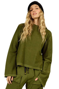 Yacamim A28 Basic Green Long Sleeve Sweatshirt