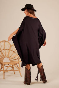 Yacamim Black Off-the-Shoulder Kaftan