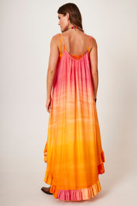 Yacamim D16 Pink and Orange Ombre Midi Slip Dress