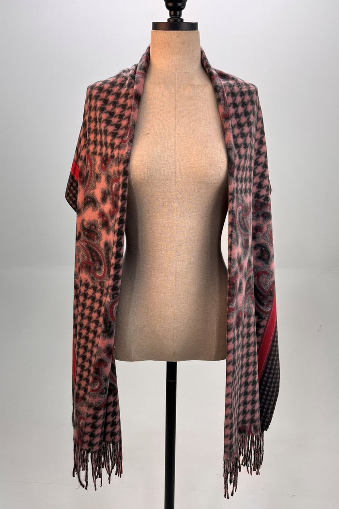 Light Pink Plaid Cashmere Scarf Yacamim #330