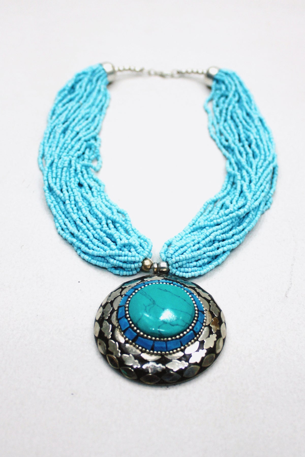 Yacamim Tibetan Necklace with Light Blue Beads #432