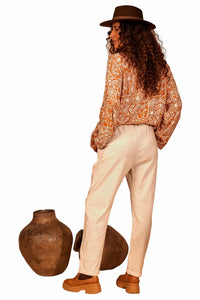 Yacamim Beige Nature Trousers with Belt