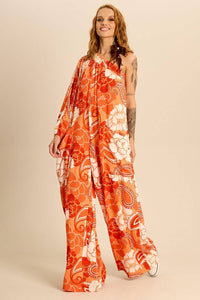 Yacamim Women's Paisley Print One-Shoulder Wide-Leg Jumpsuit O4