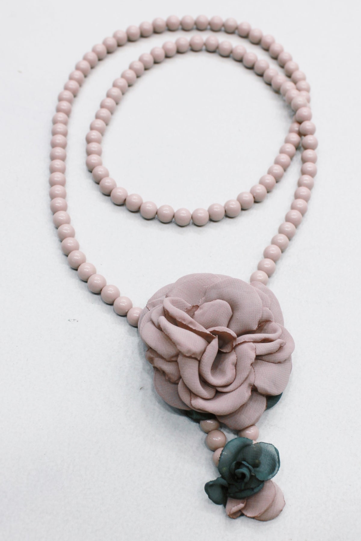 Ave Maria Necklace with Antique Rose Flower Yacamim #557