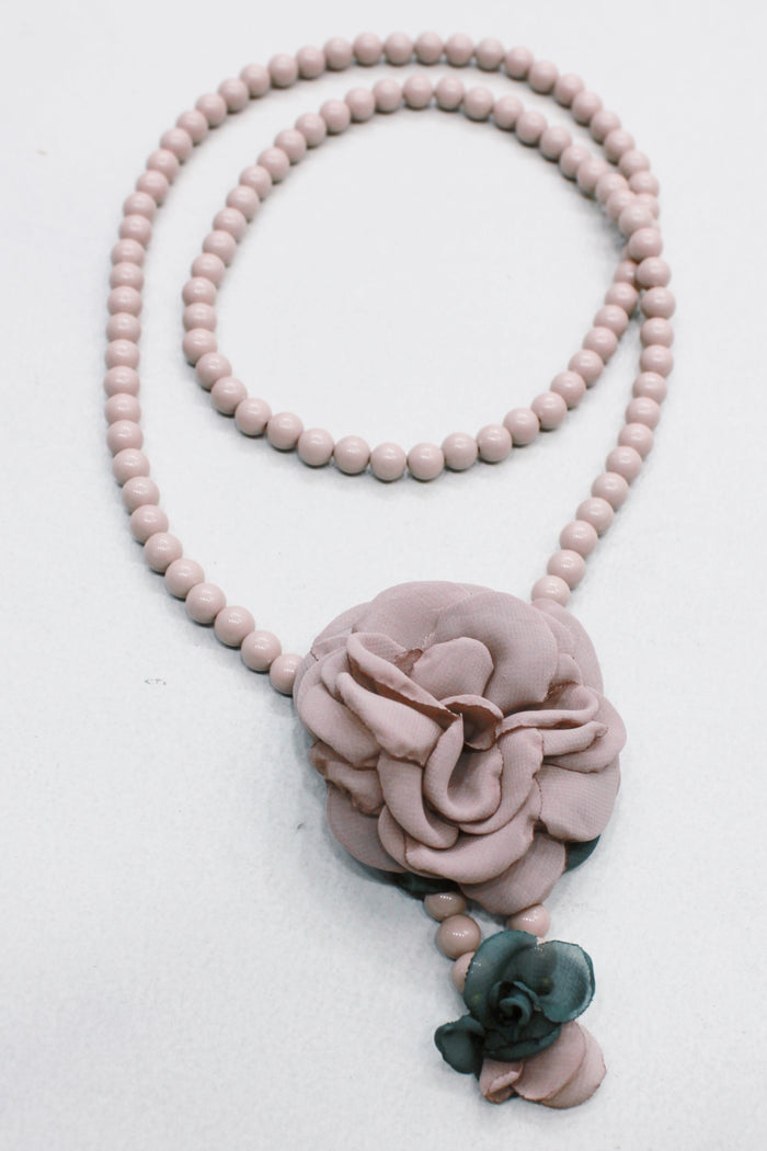 Ave Maria Necklace with Antique Rose Flower Yacamim #557