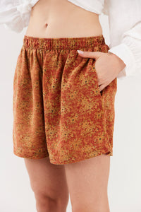 Yacamim A2 Printed Orange 100% Cotton Paraty Shorts