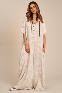 Yacamim Printed Beige Palazzo Jumpsuit