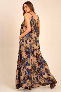 Yacamim Light Brown Printed Flared Wide-Leg Pants