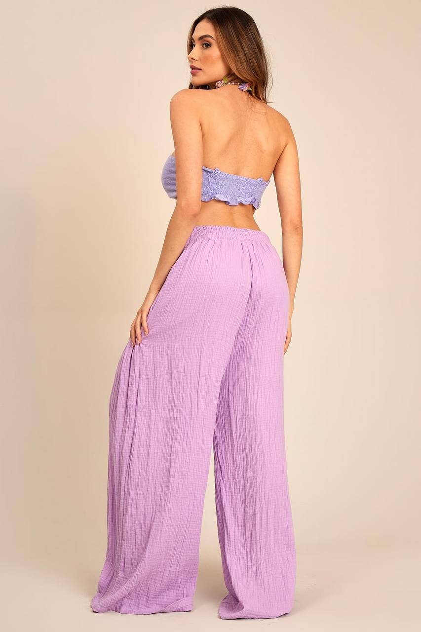 Yacamim Lilac G3 Palazzo Pants with Pleated Details
