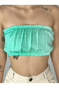 Light Green Yacamim F12 Smocked Back Cropped Top