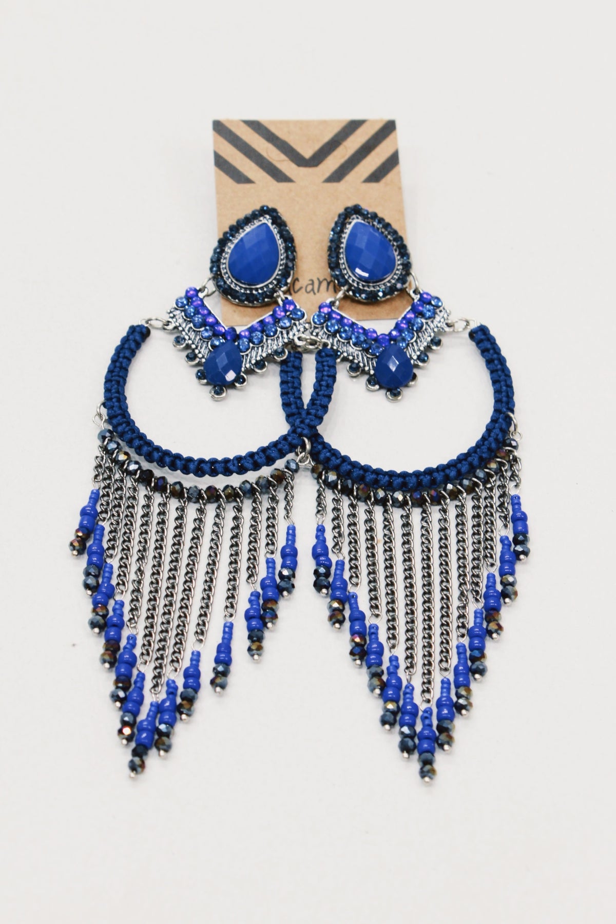 Ultraviolet Beaded and Macramé Earring Yacamim #616