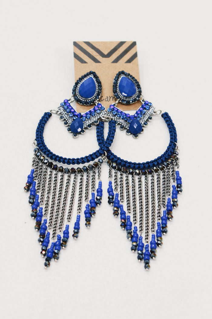 Ultraviolet Beaded and Macramé Earring Yacamim #616
