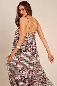 Yacamim Printed White Saruel Jumpsuit with Straps