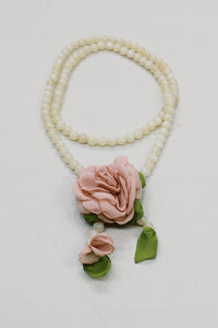 Ave Maria Necklace with Rosé Flower Yacamim #589