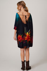 Black Elongated T-shirt with Exclusive Yacamim Tiger Print B4