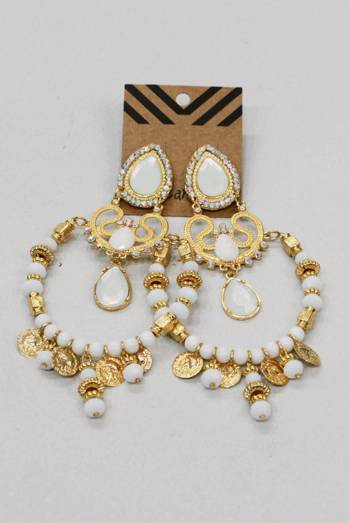 White Beaded Earring Yacamim #613