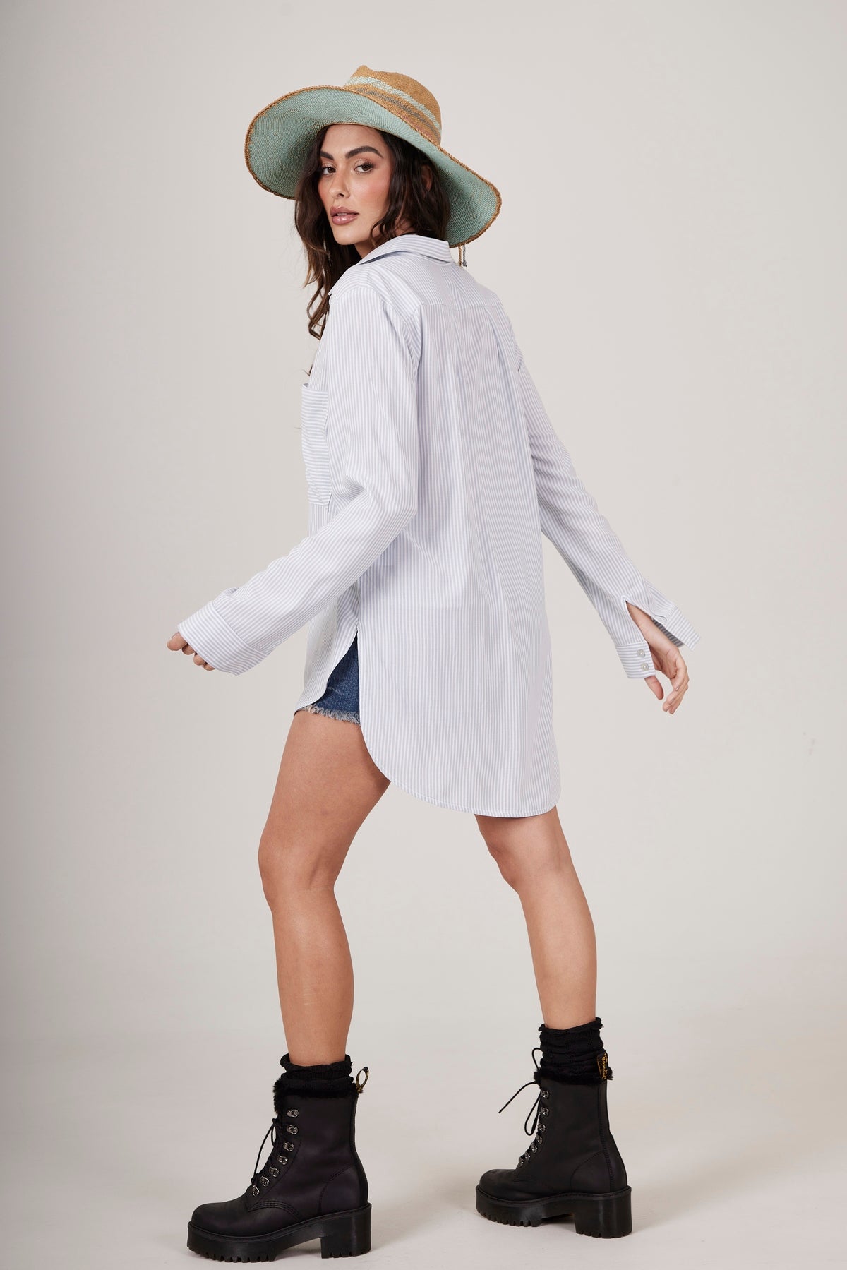 Blue Striped Yacamim Oversized Shirt M6