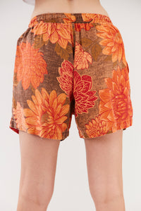 Paraty 100% Cotton Orange Printed Yacamim Shorts R3