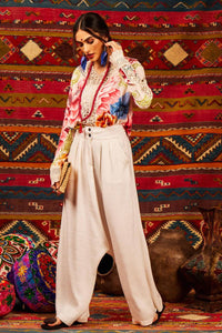 Yacamim Light Beige Sarouel Palazzo Pants with Pockets