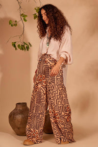 Yacamim Printed Beige Palazzo Pants