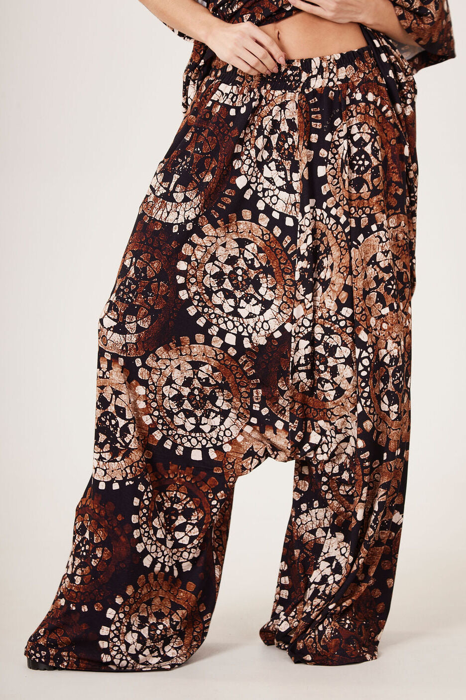 Yacamim H10 Brown Batik Print Sarouel Palazzo Pants