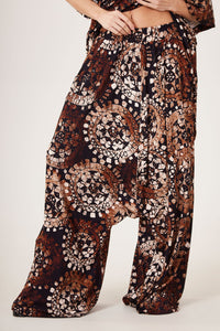Yacamim H10 Brown Batik Print Sarouel Palazzo Pants