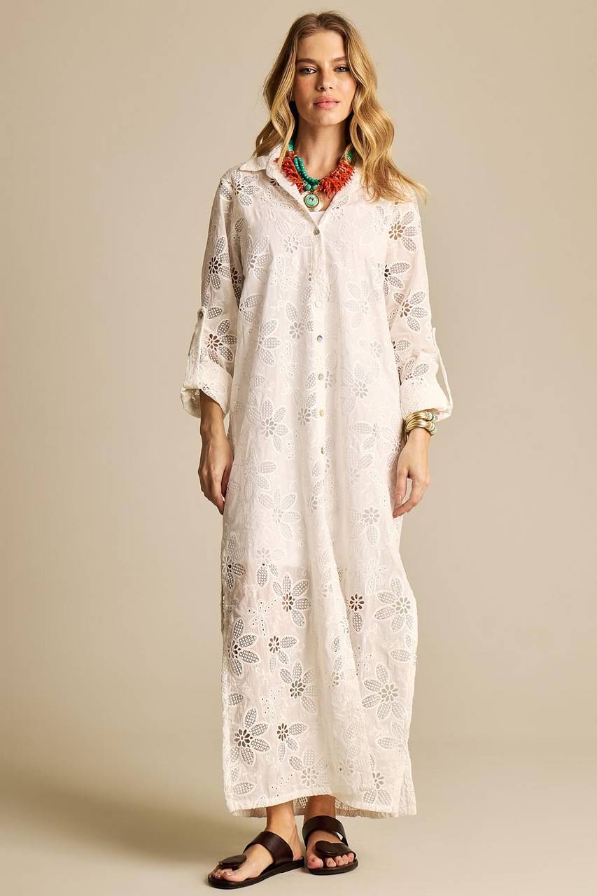 White Broderie Long Chemise Yacamim N4
