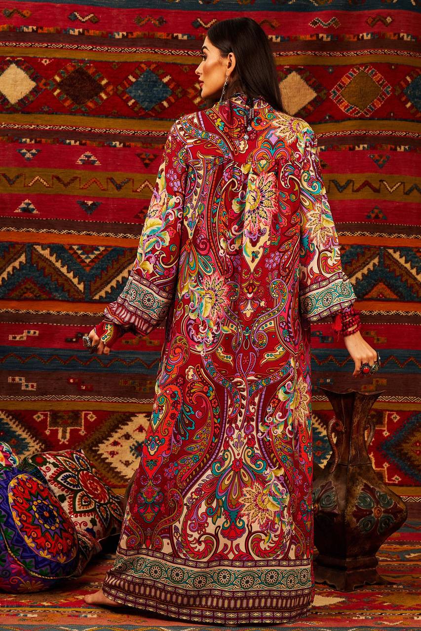 Yacamim Long Shirt with Puffy Sleeves and Paisley Print