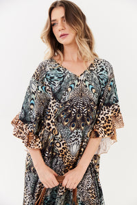 Yacamim Animal Print Midi Kaftan J10