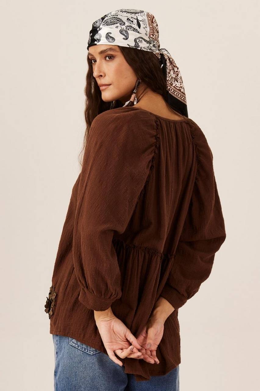 Yacamim Brown Marrakesh Gauze Shirt A19