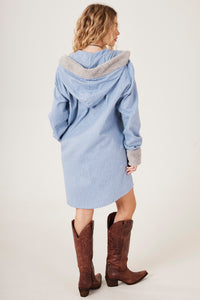 Yacamim K7 Light Blue Plaid Hooded Jacket
