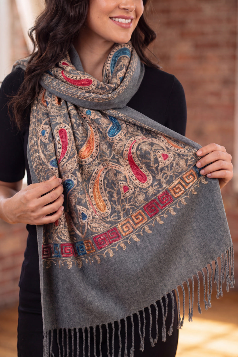 Cachecol Cashmere Cinza Yacamim #1077