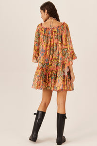 Yacamim C6 Paisley Print Tulle Dress