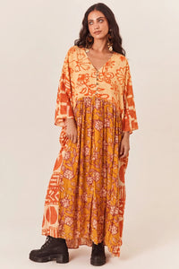Kaftan Amplo Patchwork Laranja Patchwork Yacamim K9
