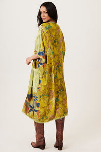Kaftan Midi Broderie Green Patchwork Yacamim J4