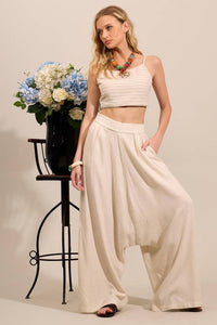 Yacamim A22 High-Waisted Beige Harem Pants