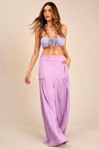 Yacamim Lilac G3 Palazzo Pants with Pleated Details
