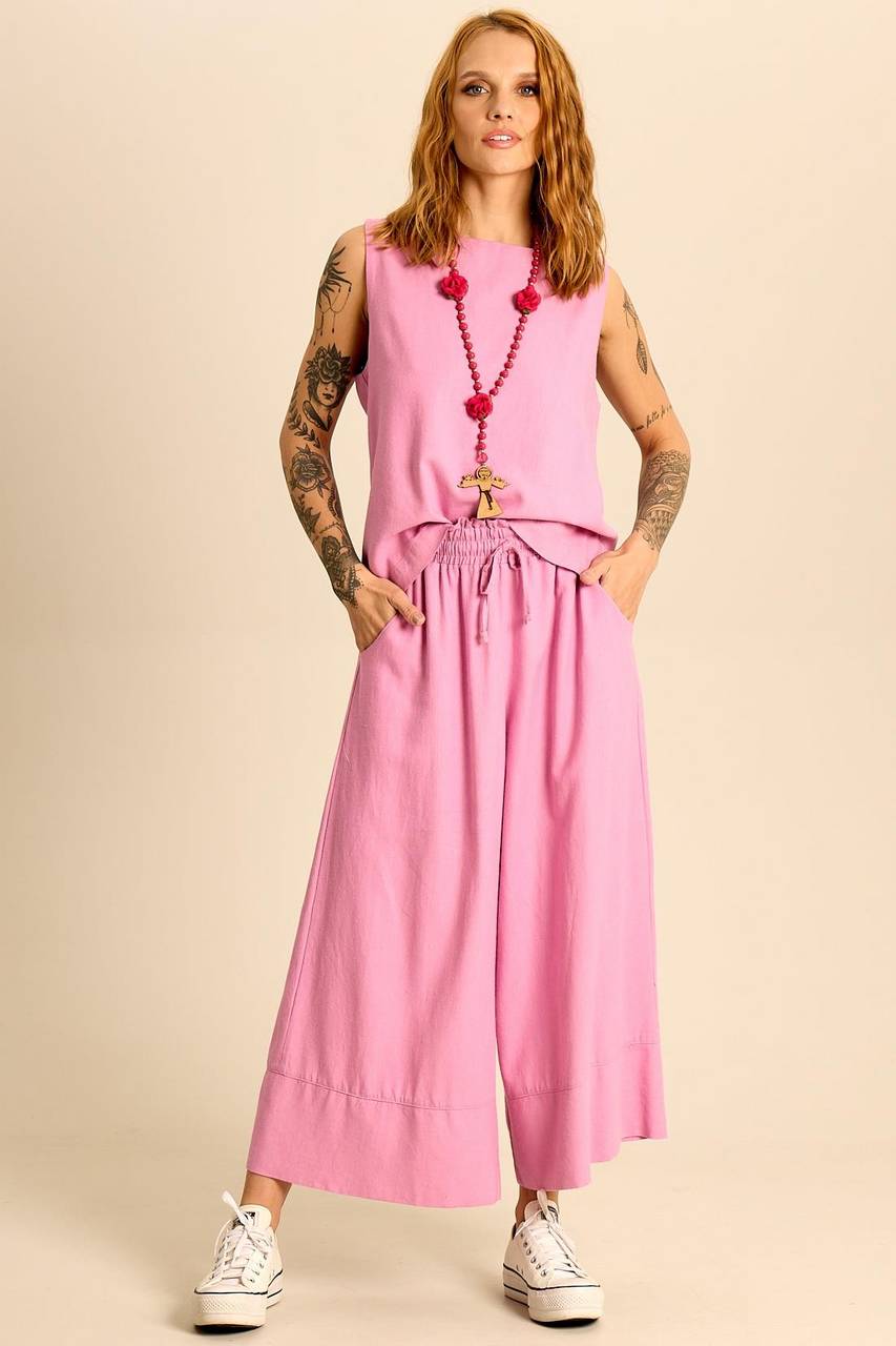 Yacamim A37 Pink Linen Culottes