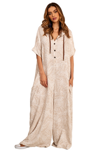 Yacamim Printed Beige Palazzo Jumpsuit