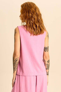 Yacamim A36 Classic Pink Linen Tank Top